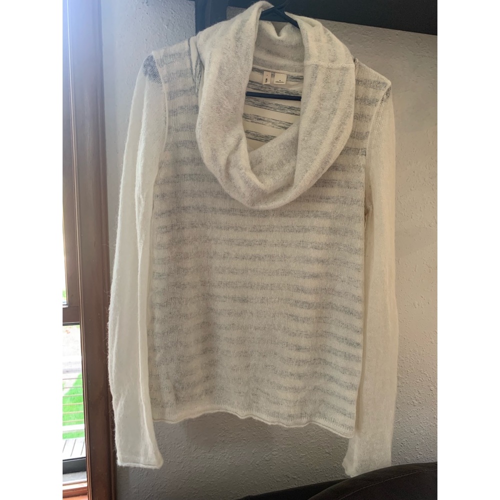 Anthropologie Moth Grey/White Stripe Sweater